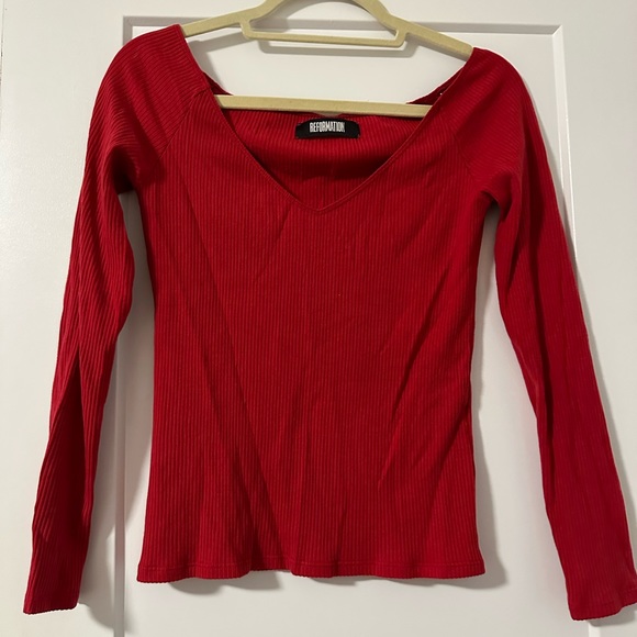 Reformation Tops - Red long sleeve reformation top! Never worn and great for fall